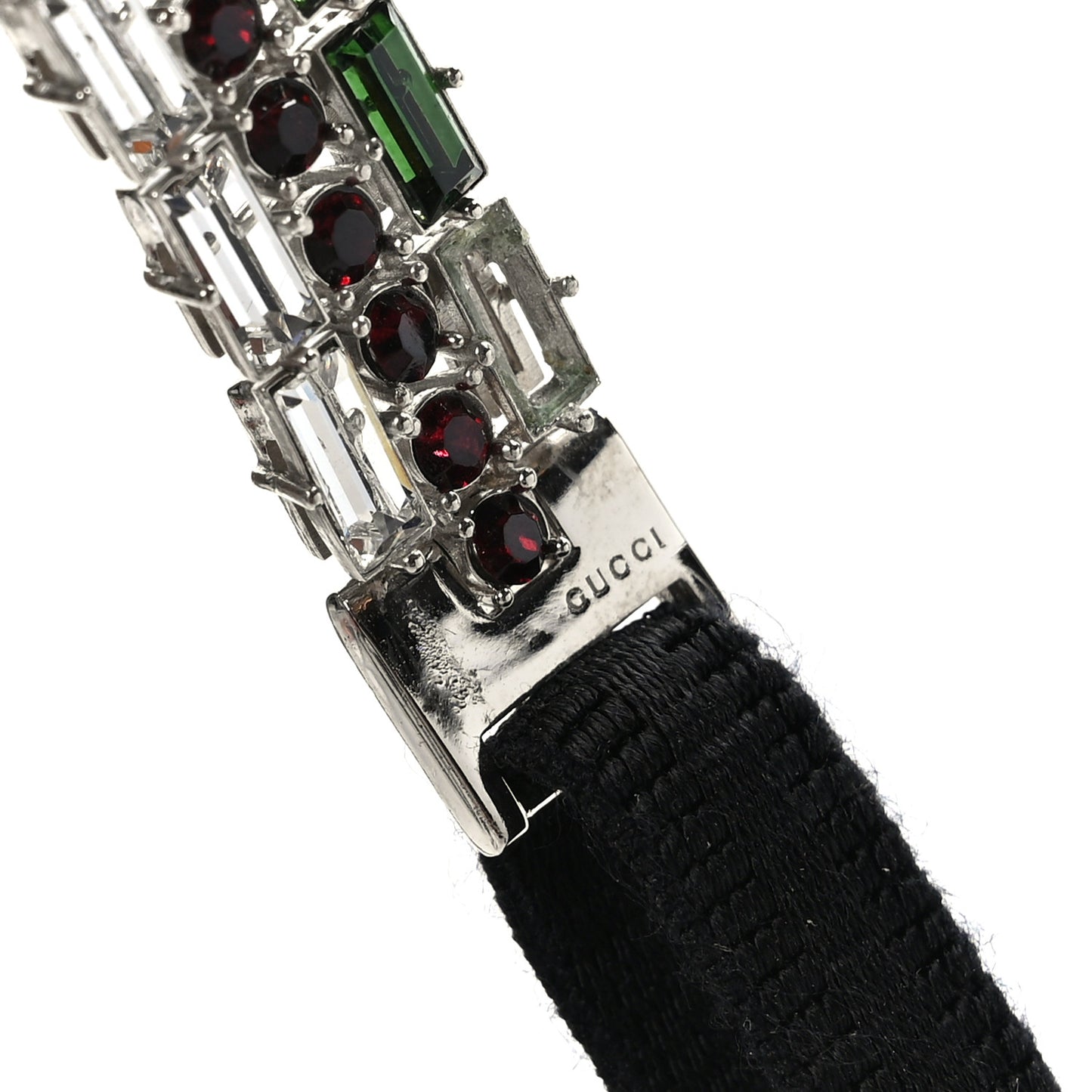 Crystal Embellished Interlocking GG Headband Green Red