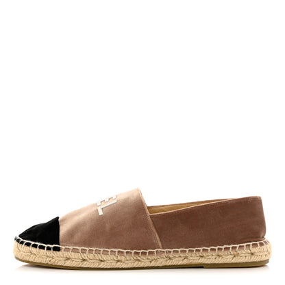 Chanel Velvet Logo Espadrilles 38 Beige Black 1 of 11