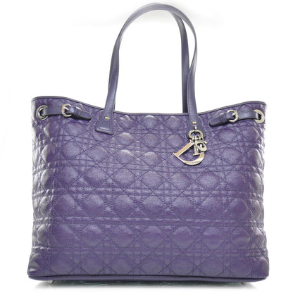 Christian Dior Coated Canvas Cannage Medium Panarea Tote Purple 1 of 8
