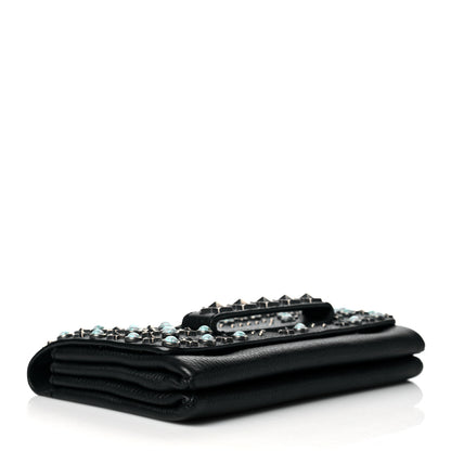 Valentino Garavani Grained Calfskin Rockstud Rolling Studs Va Va Voom Clutch on Chain Black 5 of 10