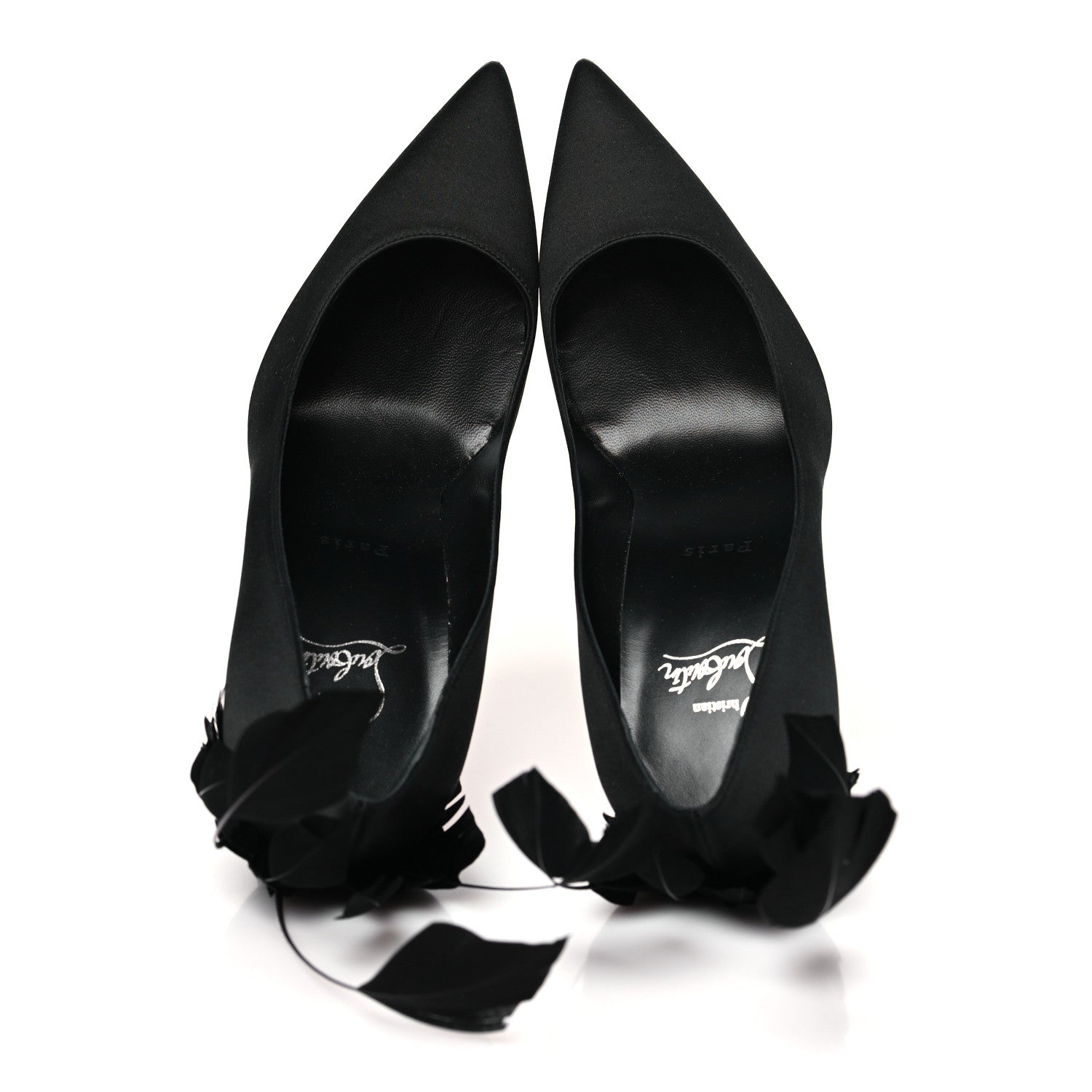 Christian Louboutin Crepe Satin Kate Plume 100 Pumps 41 Black 2 of 9