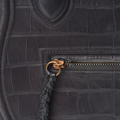 Celine Crocodile Embossed Nubuck Medium Phantom Luggage Navy Blue 14 of 27