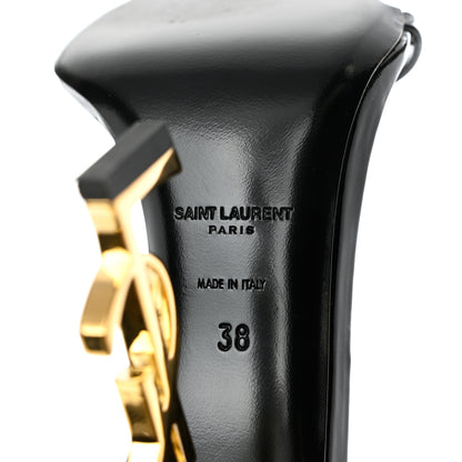 Saint Laurent Patent Calfskin Opyum 110 Sandals 38 Black Gold 8 of 11