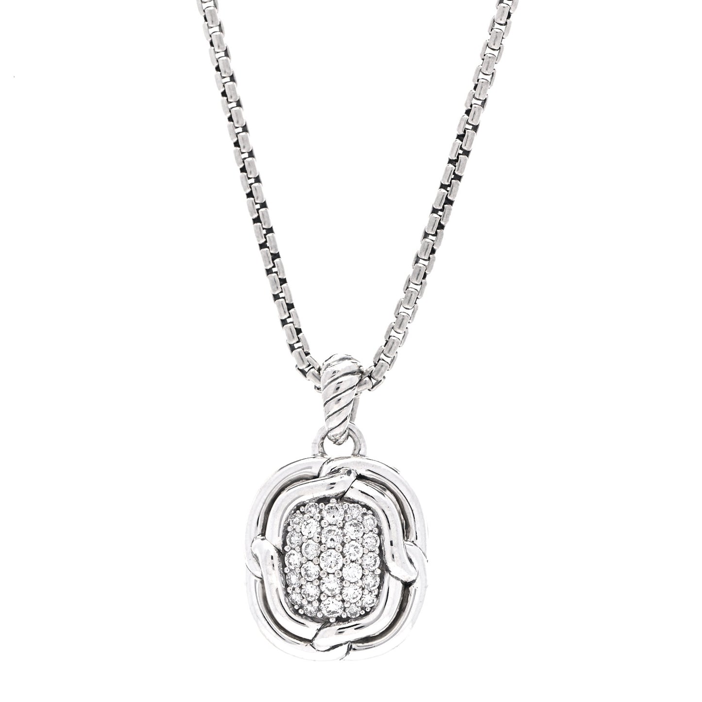 Sterling Silver Diamond 10mm Labyrinth Pendant Necklace