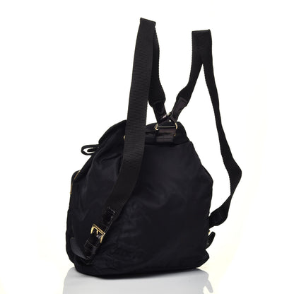 Prada Tessuto Nylon Crocodile Embossed Calfskin Cinch Backpack Black 3 of 14