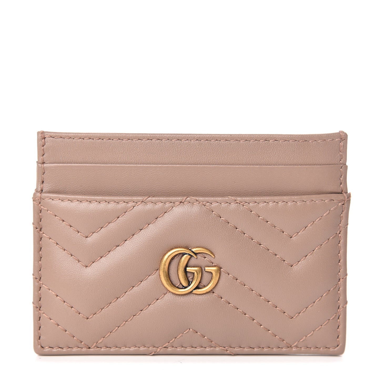 Calfskin Matelasse GG Marmont Card Holder Porcelain Rose