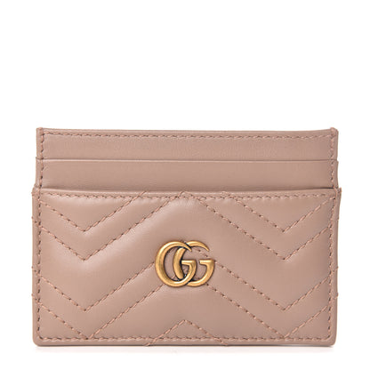 Gucci Calfskin Matelasse GG Marmont Card Holder Porcelain Rose 1 of 7