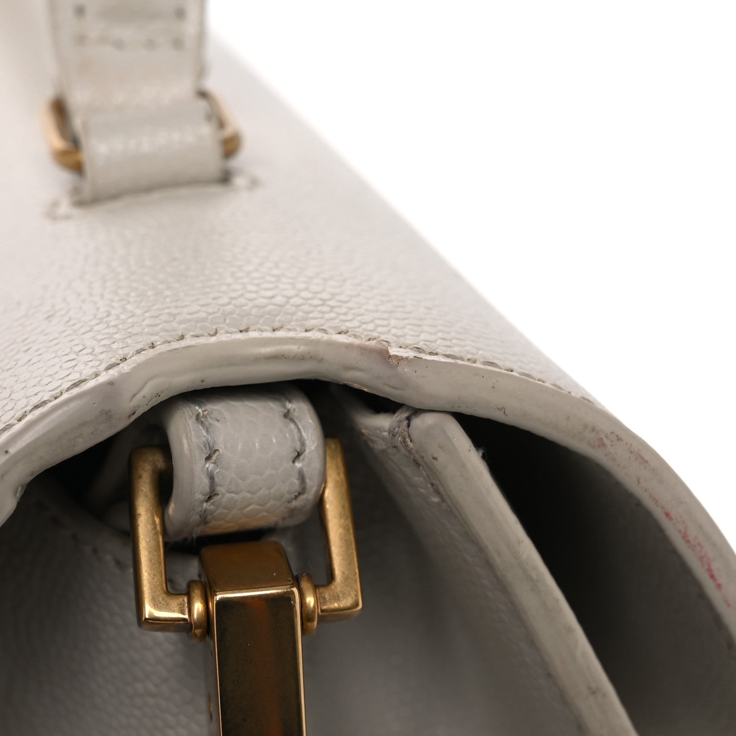 Saint Laurent Grain de Poudre Medium Classic Monogram Cassandra Top Handle Crema Soft Rouge Legion 14 of 20