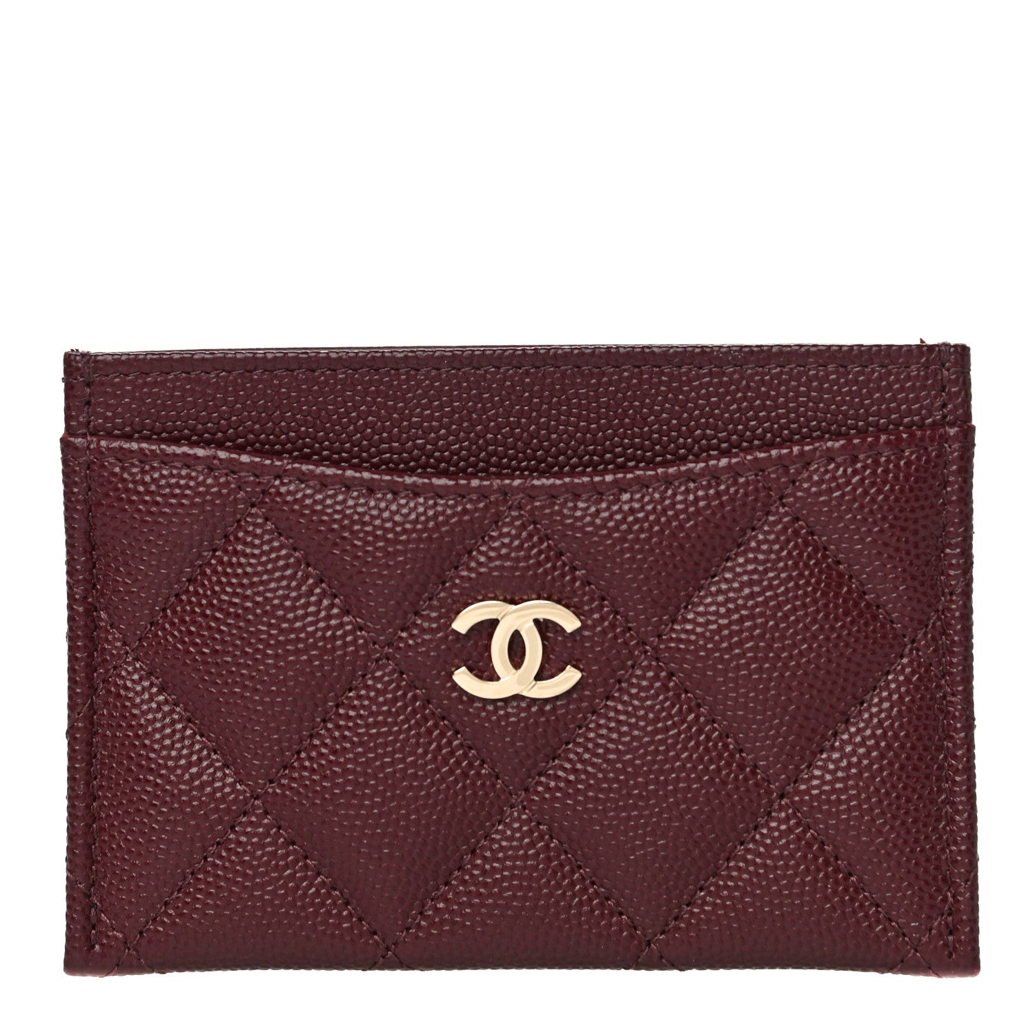 Chanel Caviar Quilted Card Holder Burgundy 1 of 12