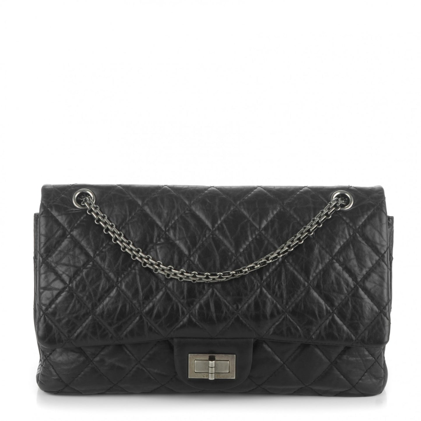 Aged Calfskin Quilted 2.55 Reissue 227 Flap Black