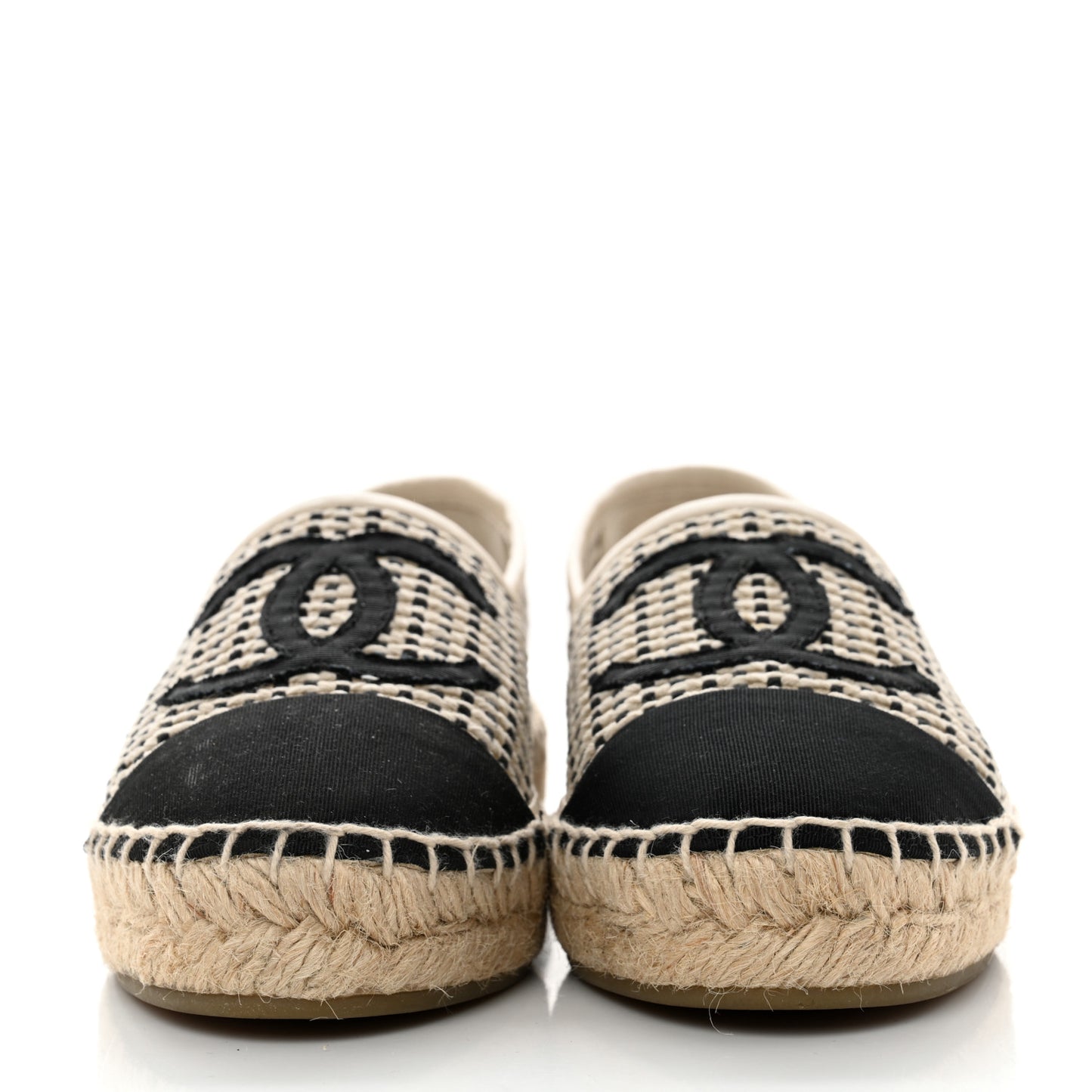 Mesh Grosgrain CC Espadrilles 36 Beige Black