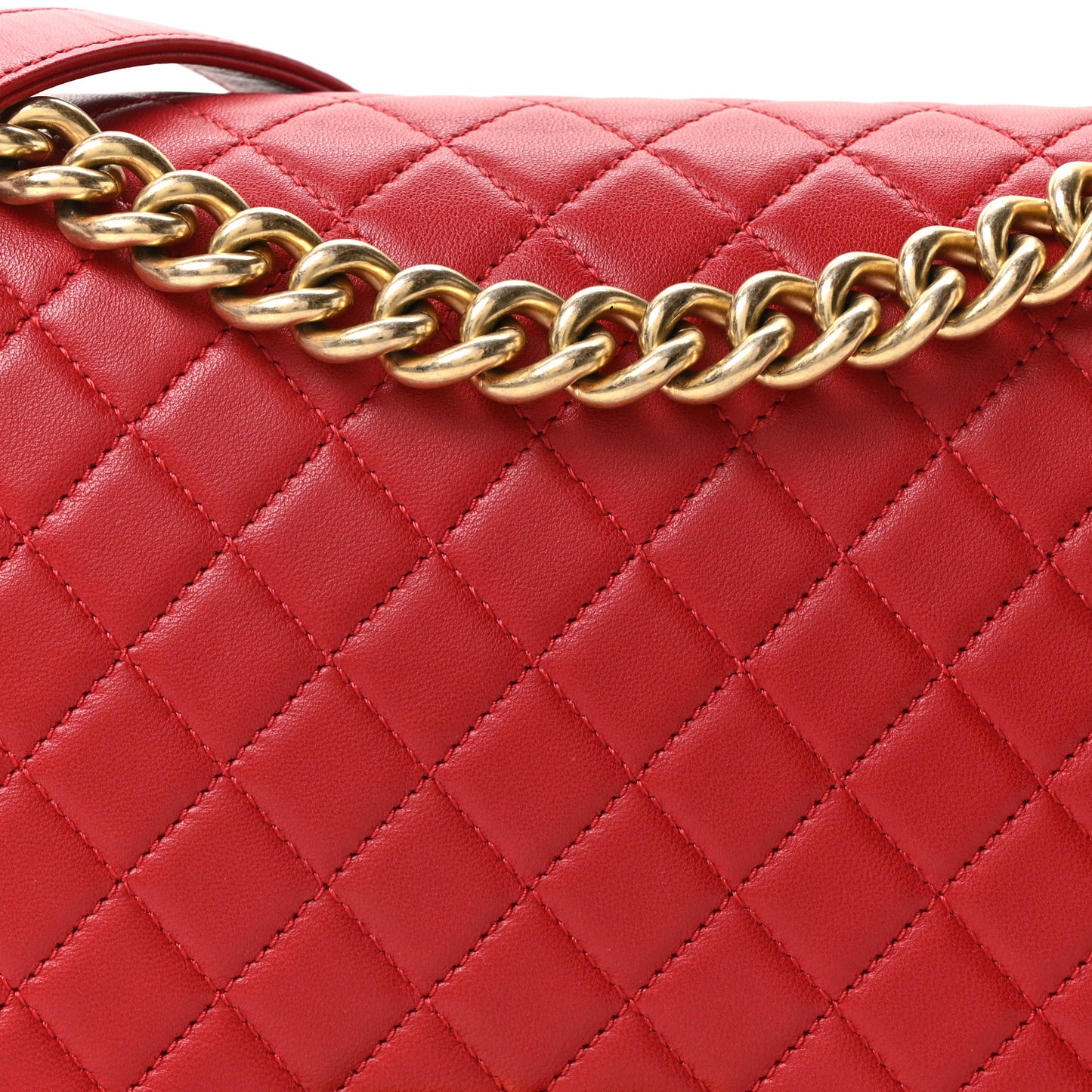 Lambskin Quilted New Medium Boy Flap Red