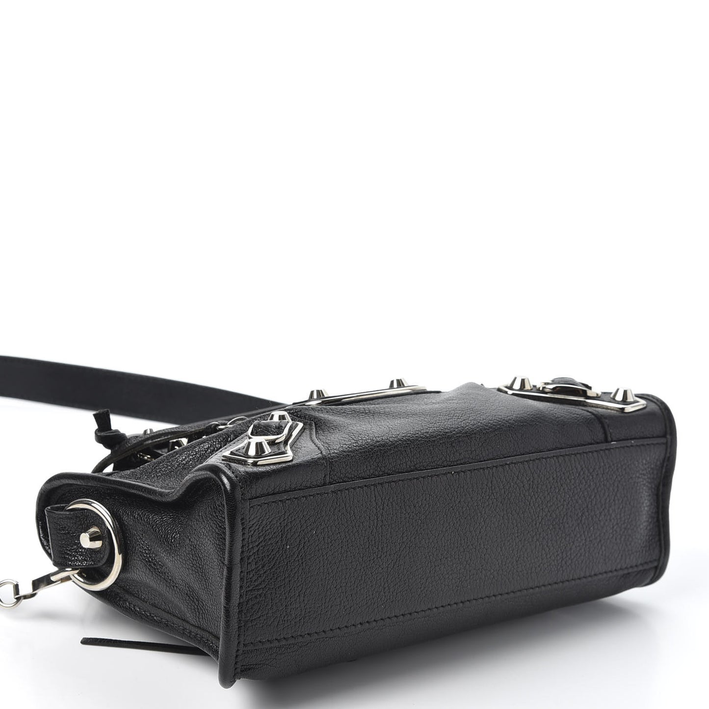 Chevre Silver Metallic Edge Hardware Mini City Black