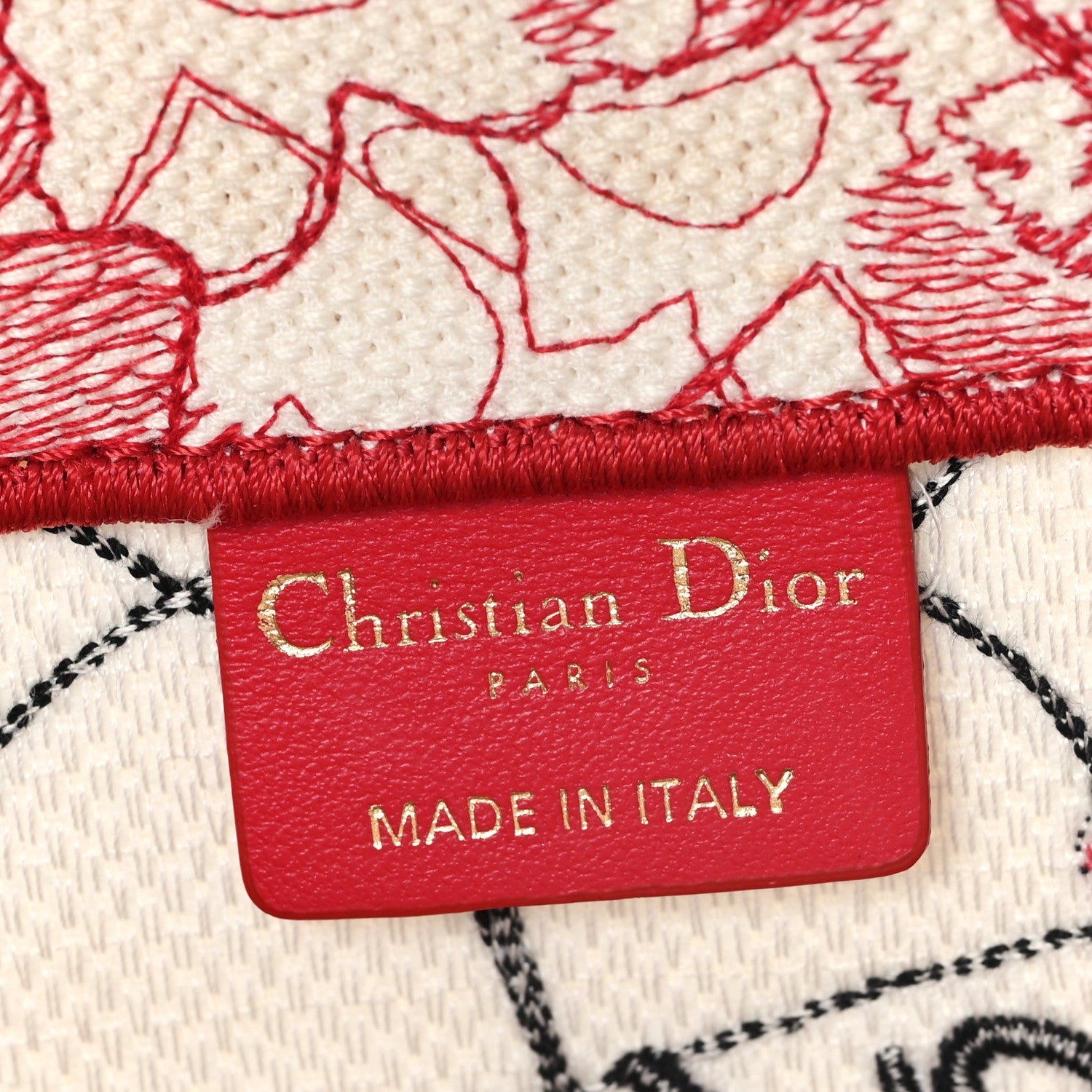 Christian Dior Canvas Embroidered Medium Dioramour D-Royaume Book Tote Red Multicolor 6 of 10
