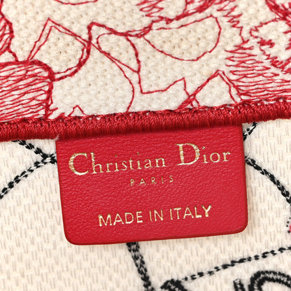 Christian Dior Canvas Embroidered Medium Dioramour D-Royaume Book Tote Red Multicolor 6 of 10