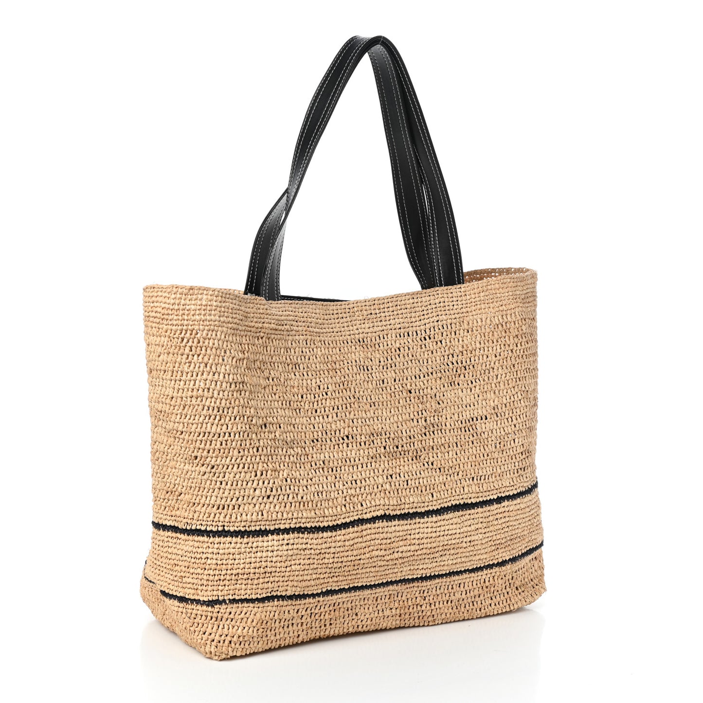 Raffia Faux Leather Medium Tote Sand