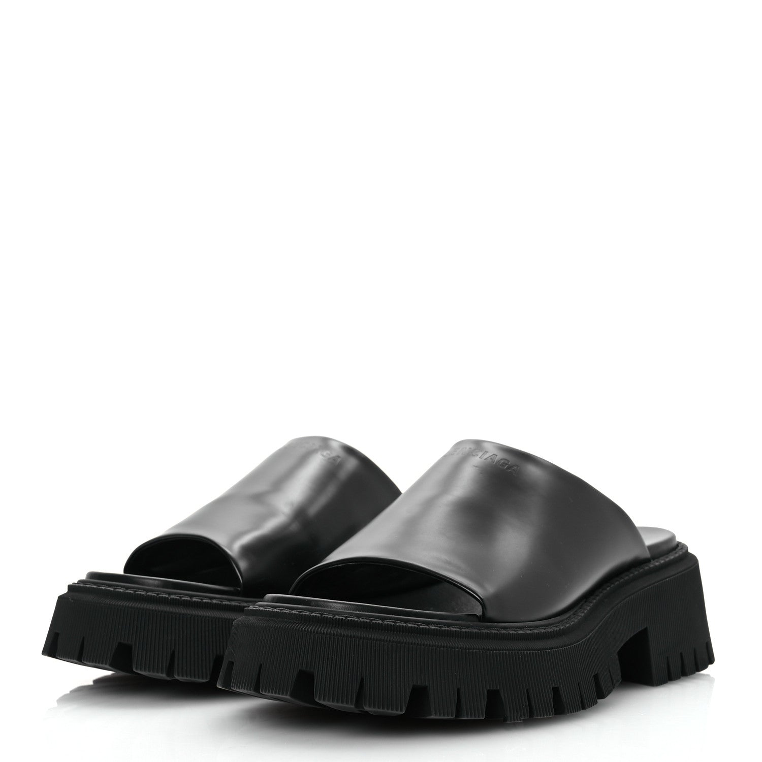 Balenciaga Jive Smooth Calfskin Logo Embossed Womens Tractor Platform 38 Black 4 of 11