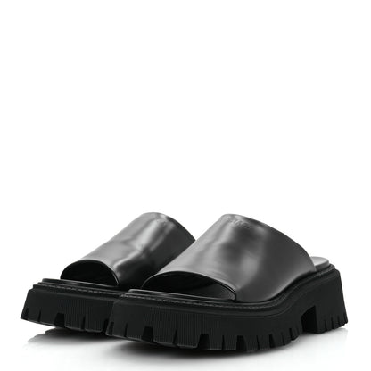 Balenciaga Jive Smooth Calfskin Logo Embossed Womens Tractor Platform 38 Black 4 of 11