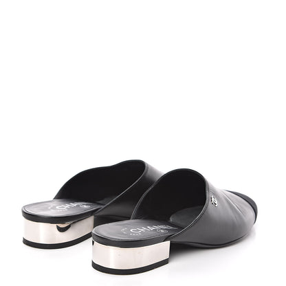 Chanel Lambskin Grosgrain Cap Toe Mules 36 Black 4 of 10