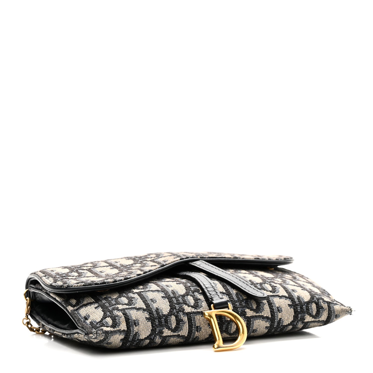 Christian Dior Oblique Saddle Chain Long Wallet Blue 5 of 9