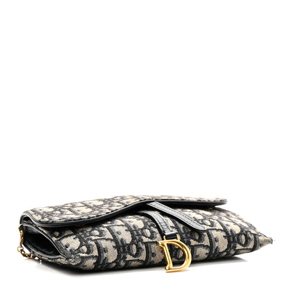 Christian Dior Oblique Saddle Chain Long Wallet Blue 5 of 9