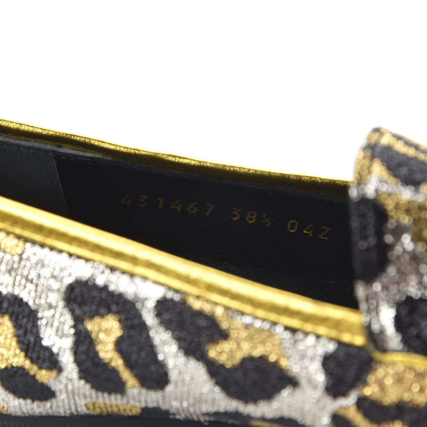 Jacquard Leopard Print Horsebit Womens Jordaan Loafers 38.5 Gold