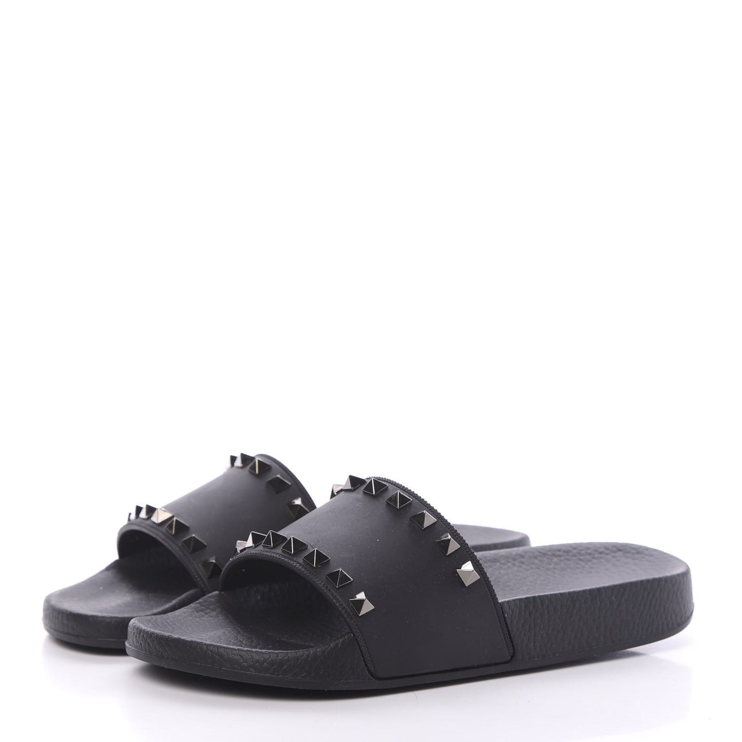 Rubber Rockstud Slide Sandals 36 Black
