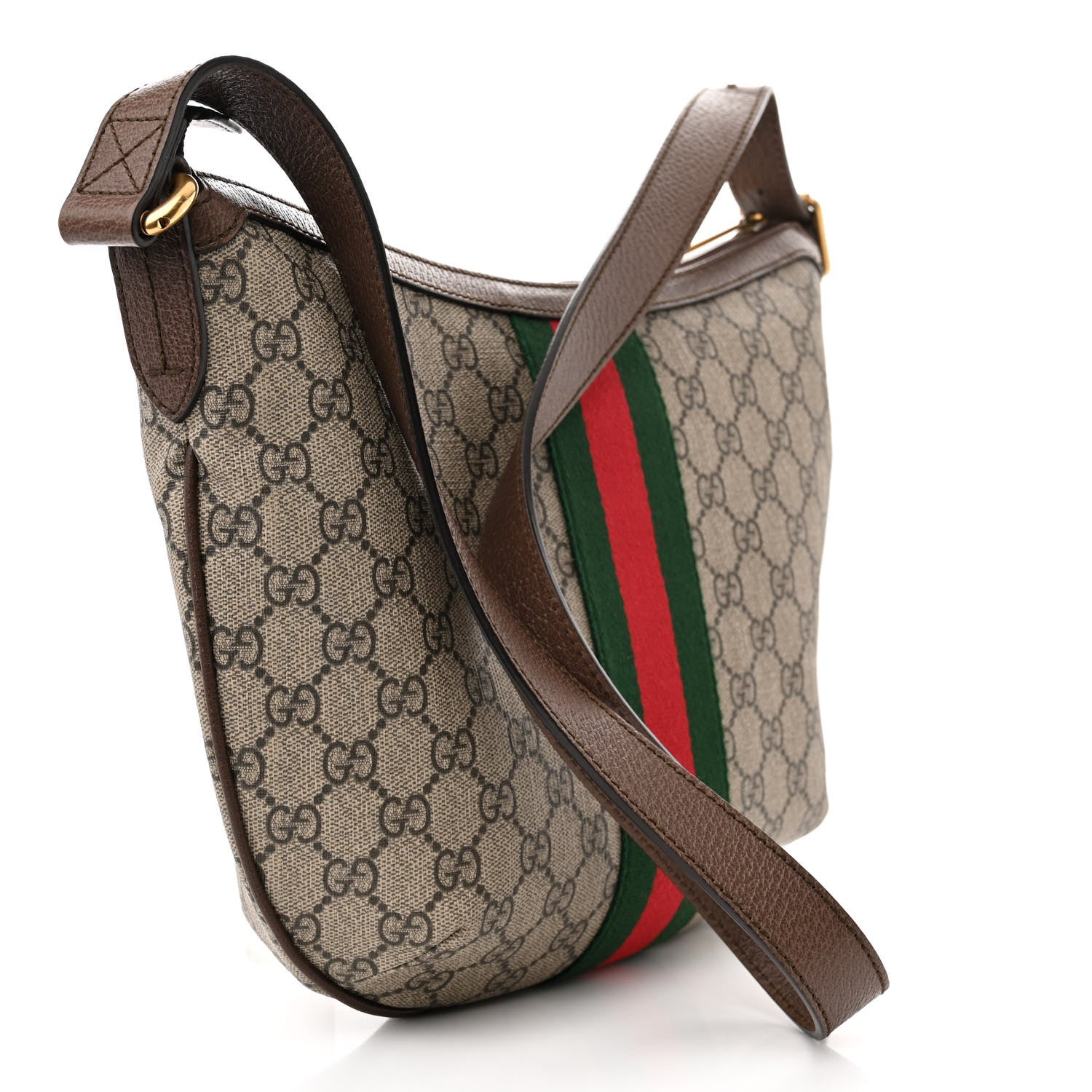 Gucci GG Supreme Monogram Web Small Ophidia Half Moon Hobo Brown 3 of 13
