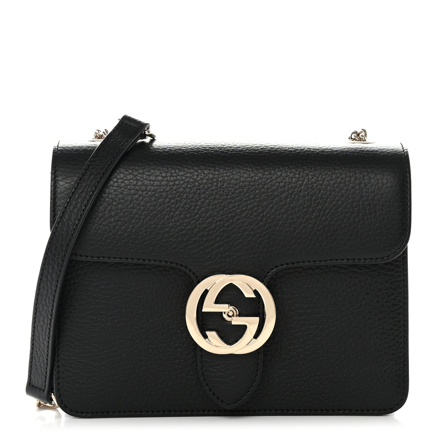 Gucci Dollar Calfskin Small Interlocking G Shoulder Bag Black 1 of 11
