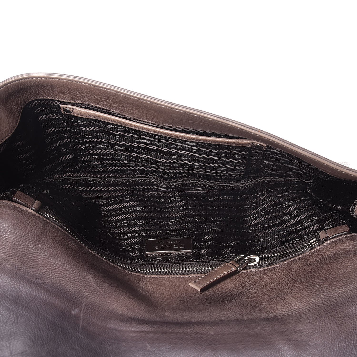 Prada Glace Calfskin Fold Over Clutch Ombre Ardesia Fumo 5 of 17