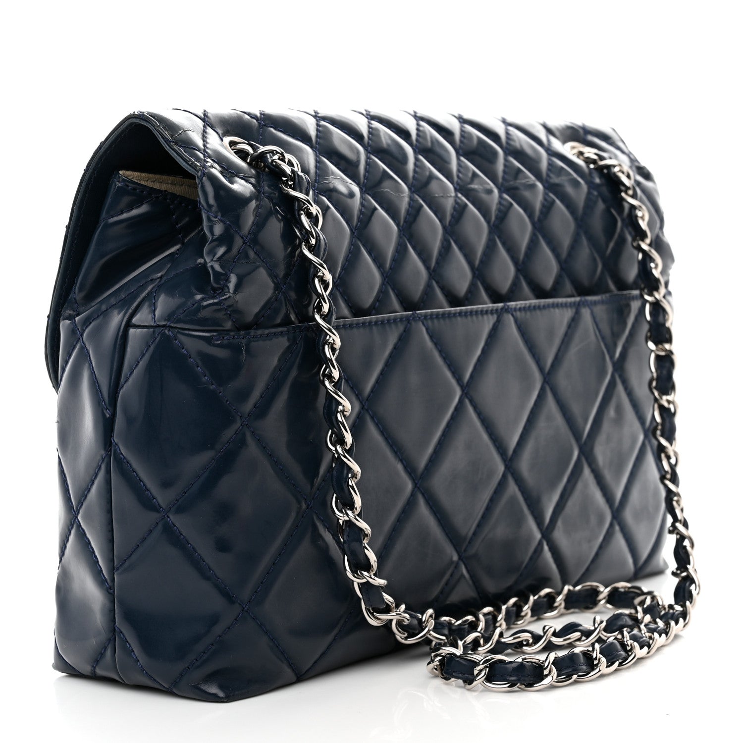 Chanel Vinyl Quilted In the Business Flap Bag Navy Blue 3 of 13