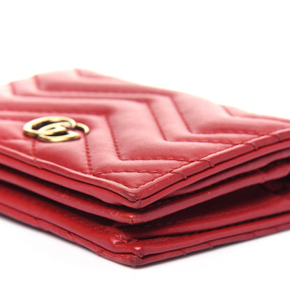 Gucci Calfskin Matelasse GG Marmont Card Case Wallet Hibiscus Red 12 of 19