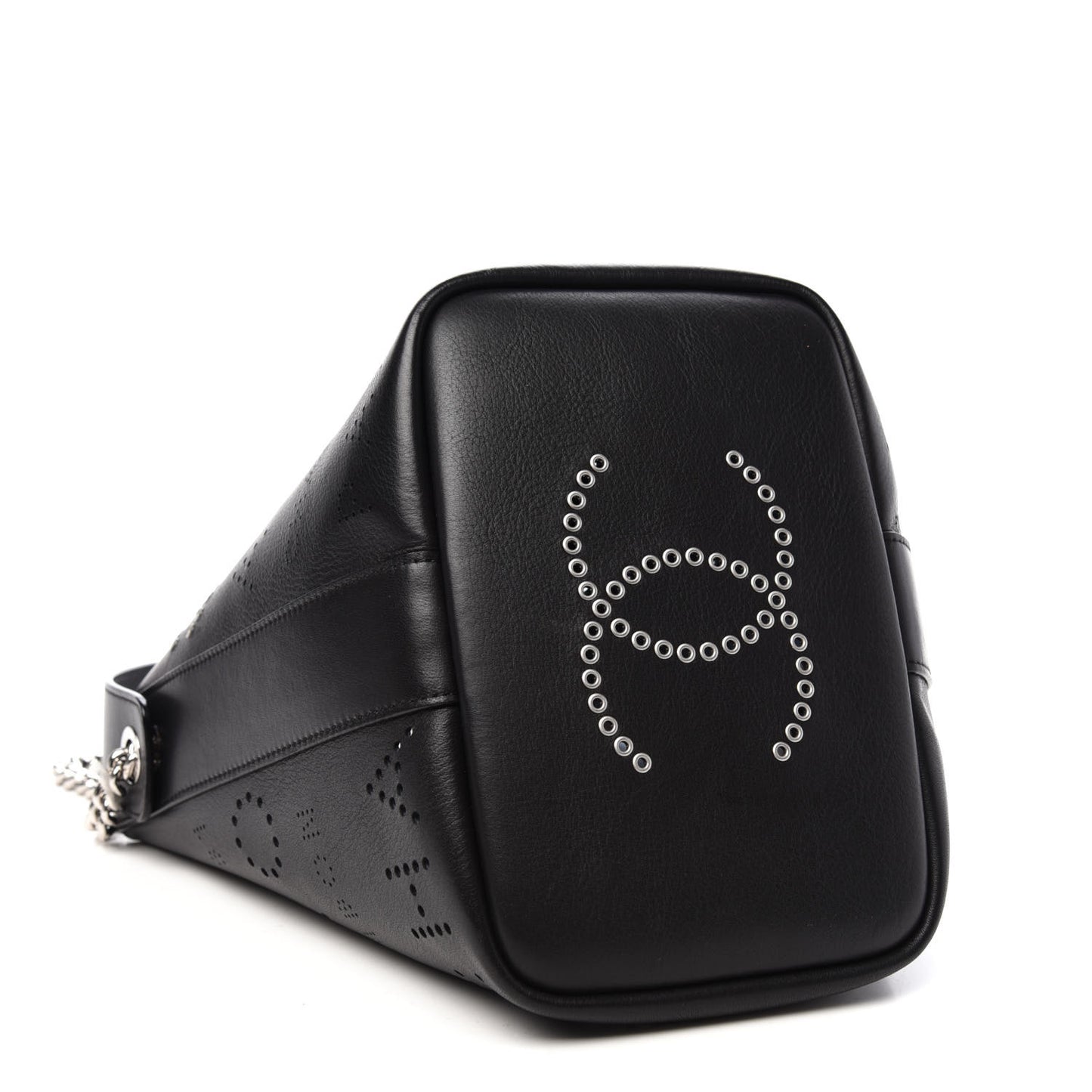 Calfskin Tweed Small Piercing Light Bucket Bag Black