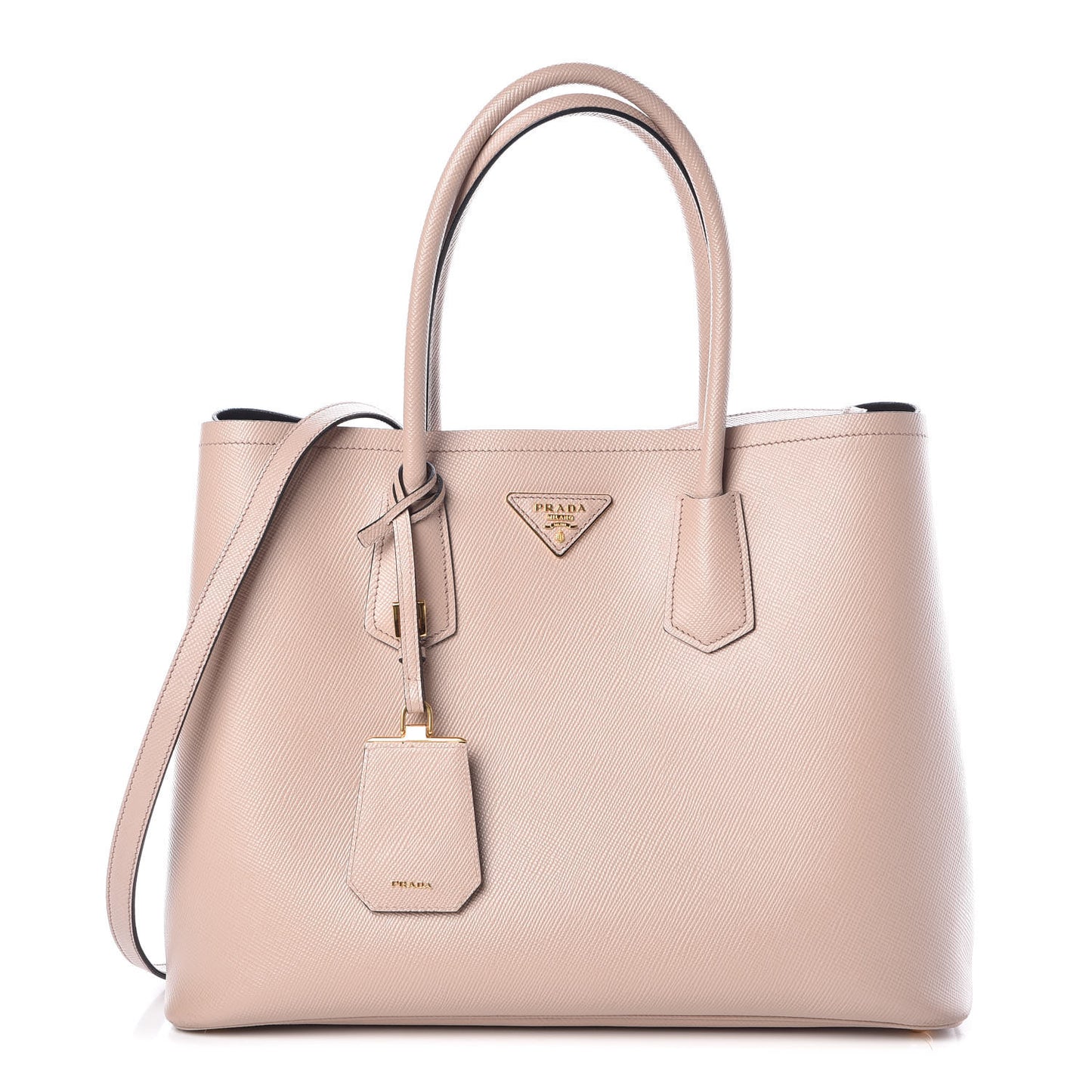 Saffiano Cuir Large Double Bag Cammeo