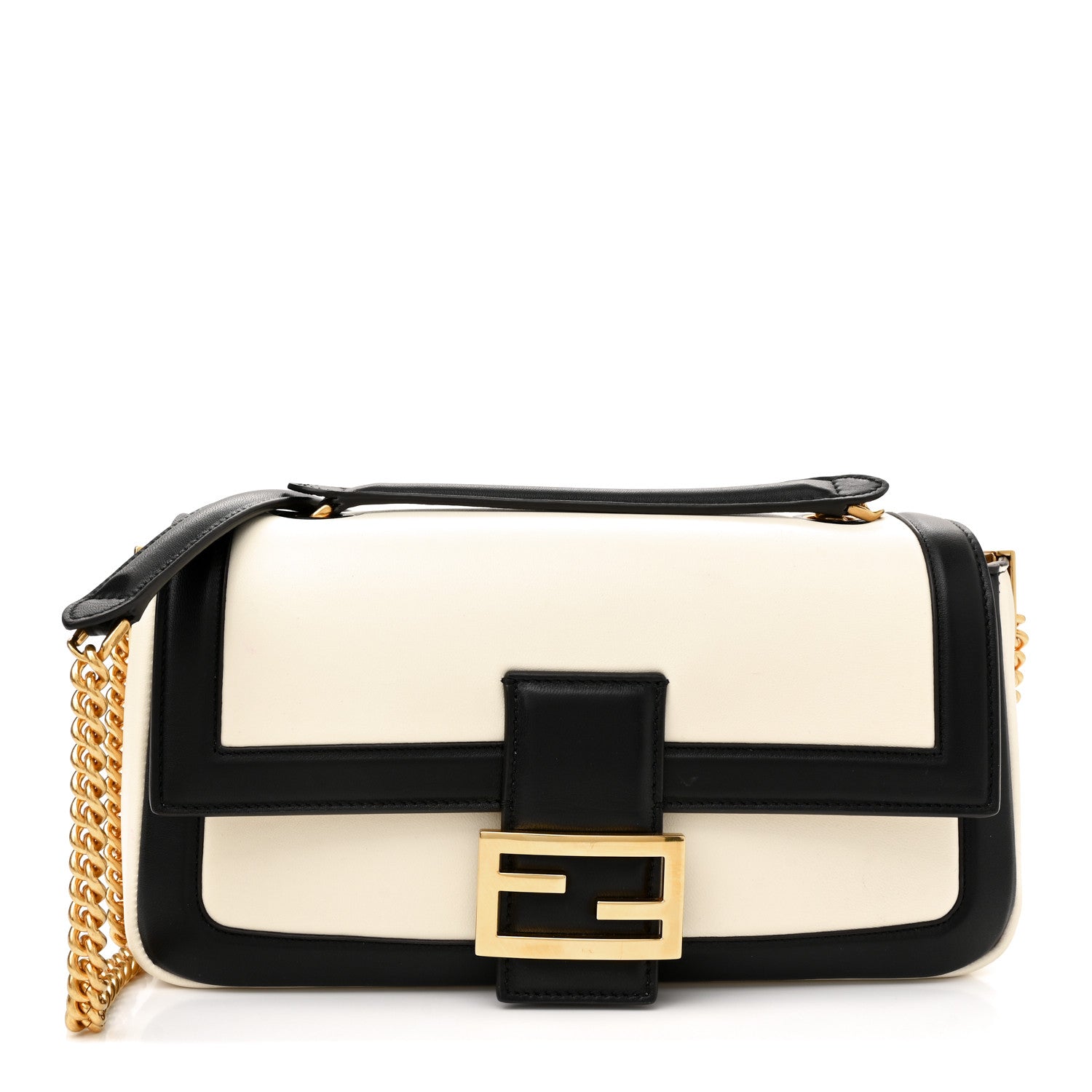 Fendi Nappa Apolo Bi-Color Chain Baguette Uovo Black 1 of 13
