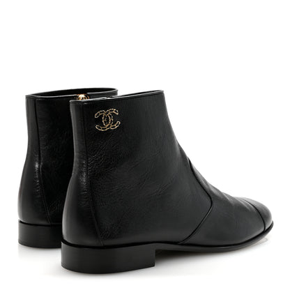 Chanel Aged Calfskin CC Ankle Boots 41 Black 5 of 9