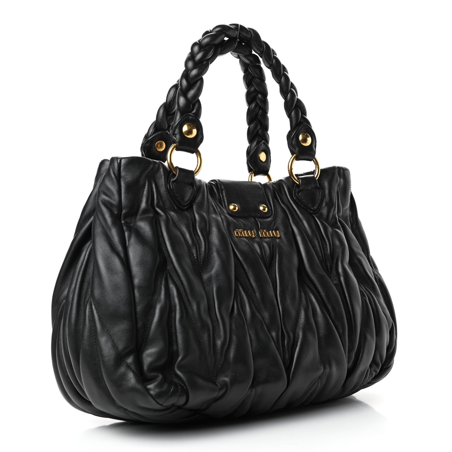 Miu Miu Nappa Matelasse Top Handle Satchel Black 2 of 4