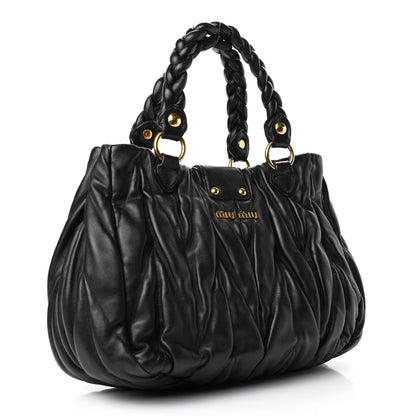 Miu Miu Nappa Matelasse Top Handle Satchel Black 2 of 4