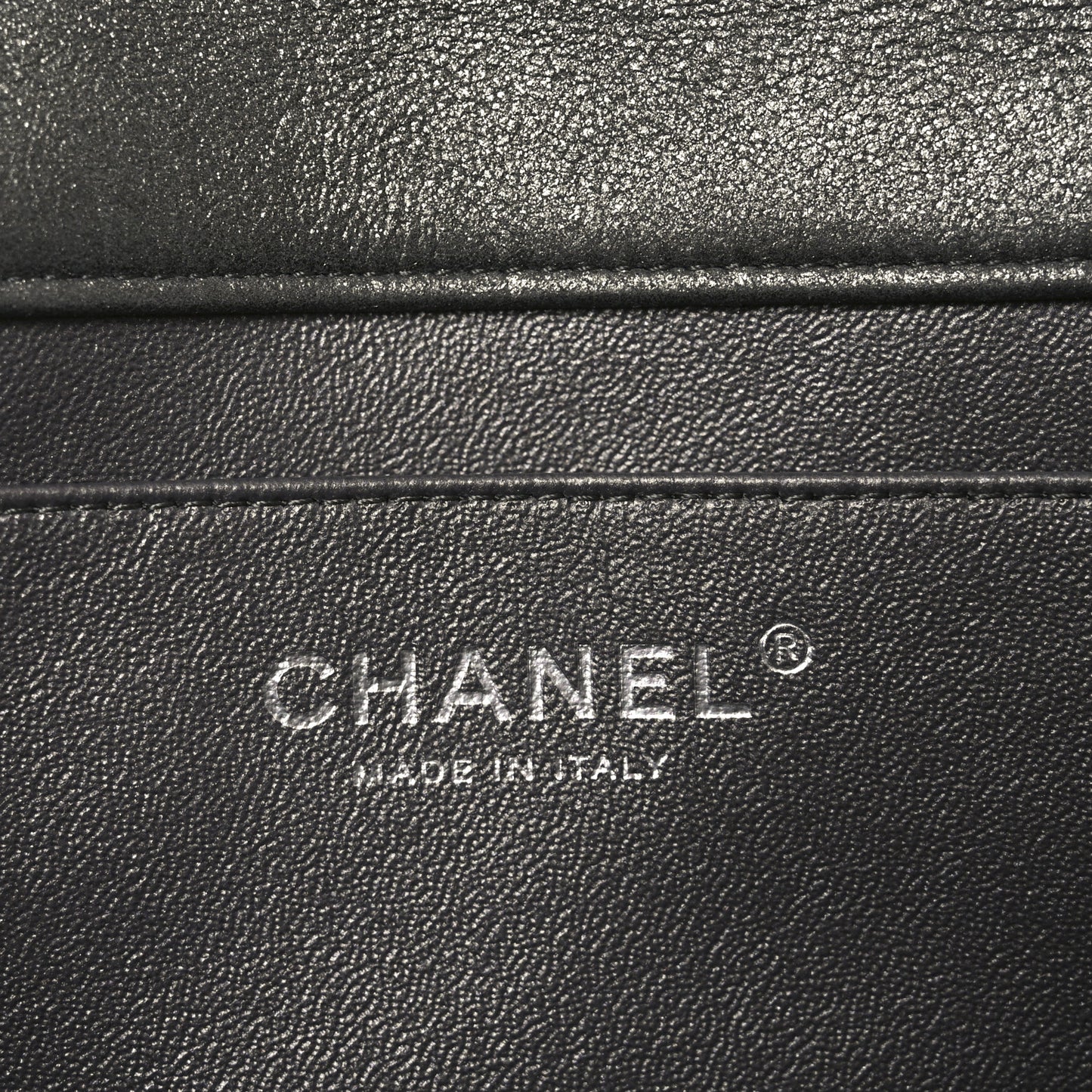 Metallic Lambskin Quilted Clutch With Chain Flap Dark Grey