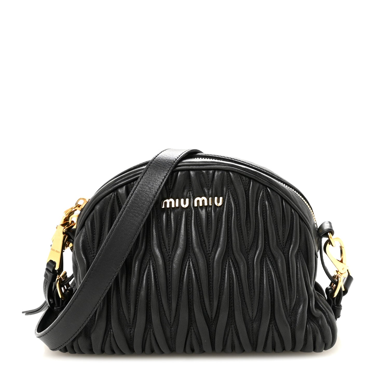 Nappa Matelasse Dome Crossbody Black