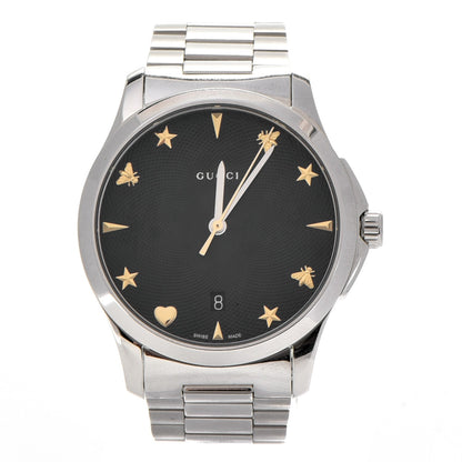 Gucci Stainless Steel 38mm G-Timeless Charm Quartz Watch Black 1 of 9