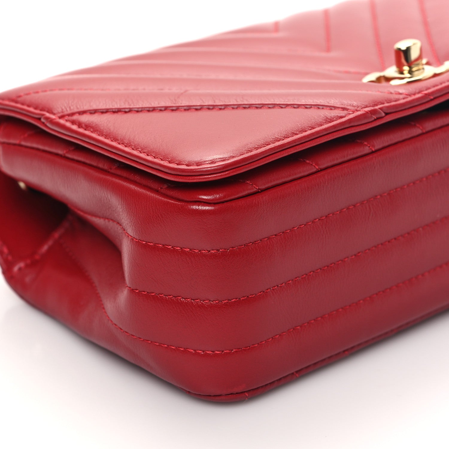 Chanel Calfskin Chevron Quilted Mini Statement Flap Red 9 of 12