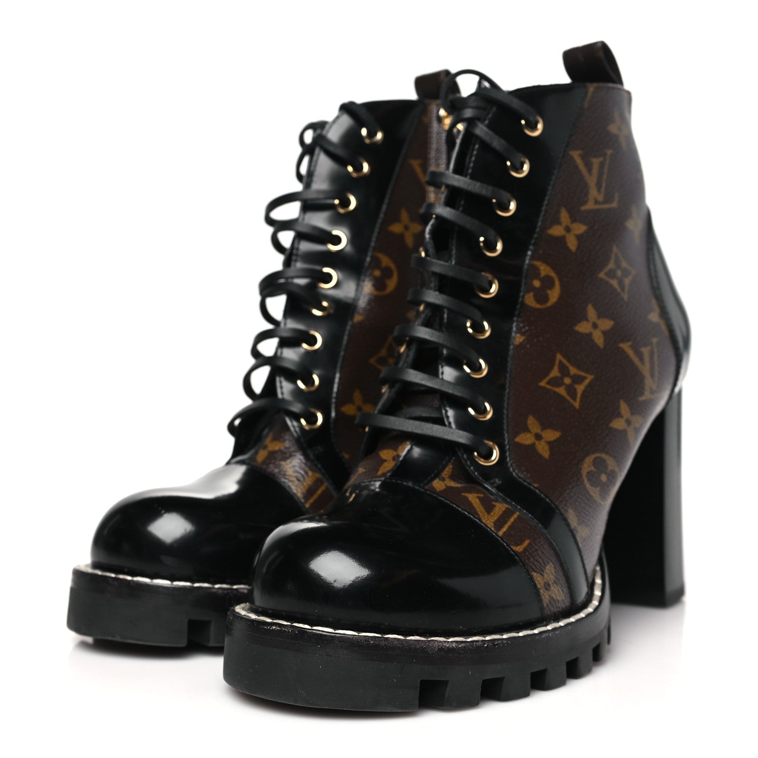 Louis Vuitton Patent Calfskin Monogram Star Trail Ankle Boots 41 Black 4 of 8