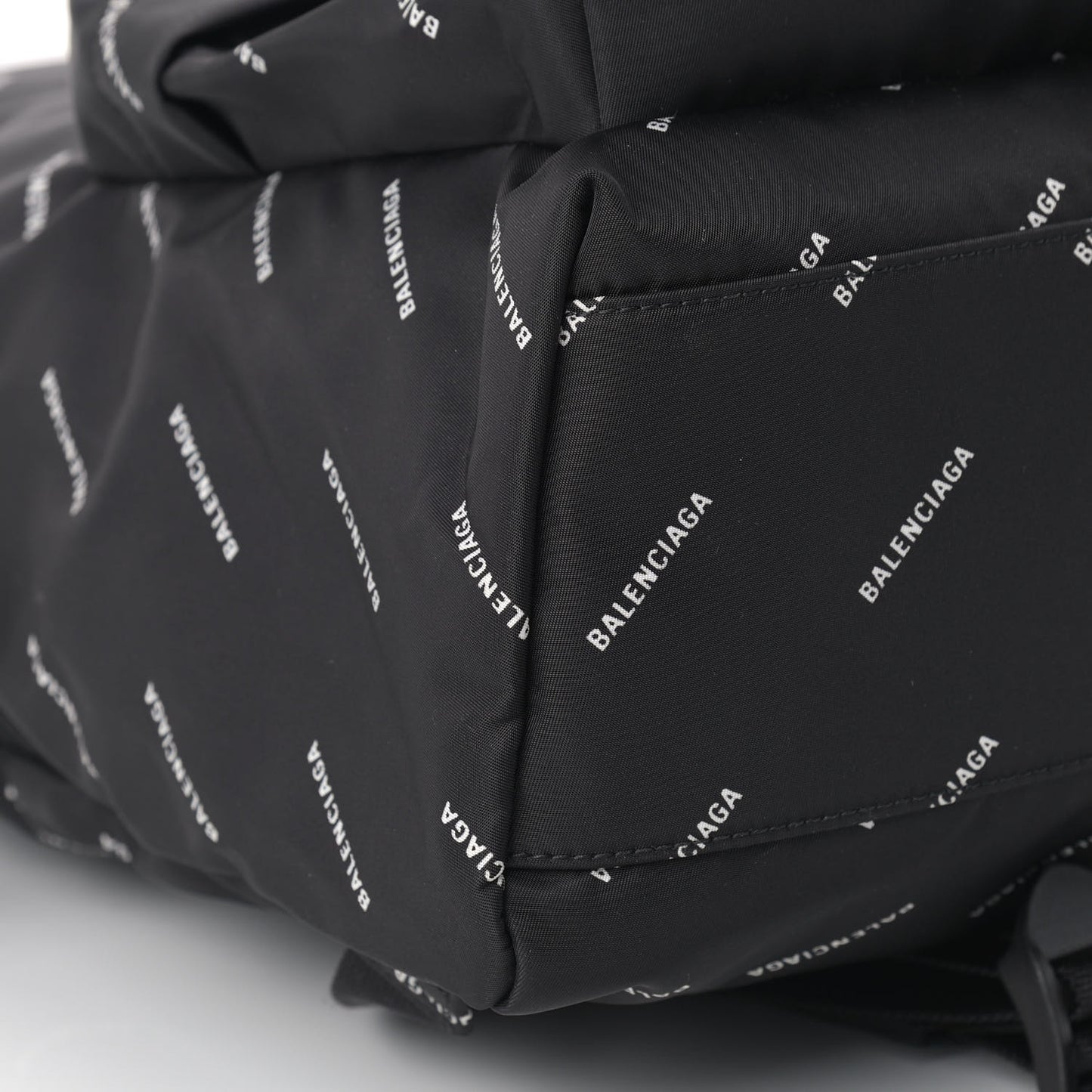 Twill Nylon Allover Logo Print Explorer Backpack Black White