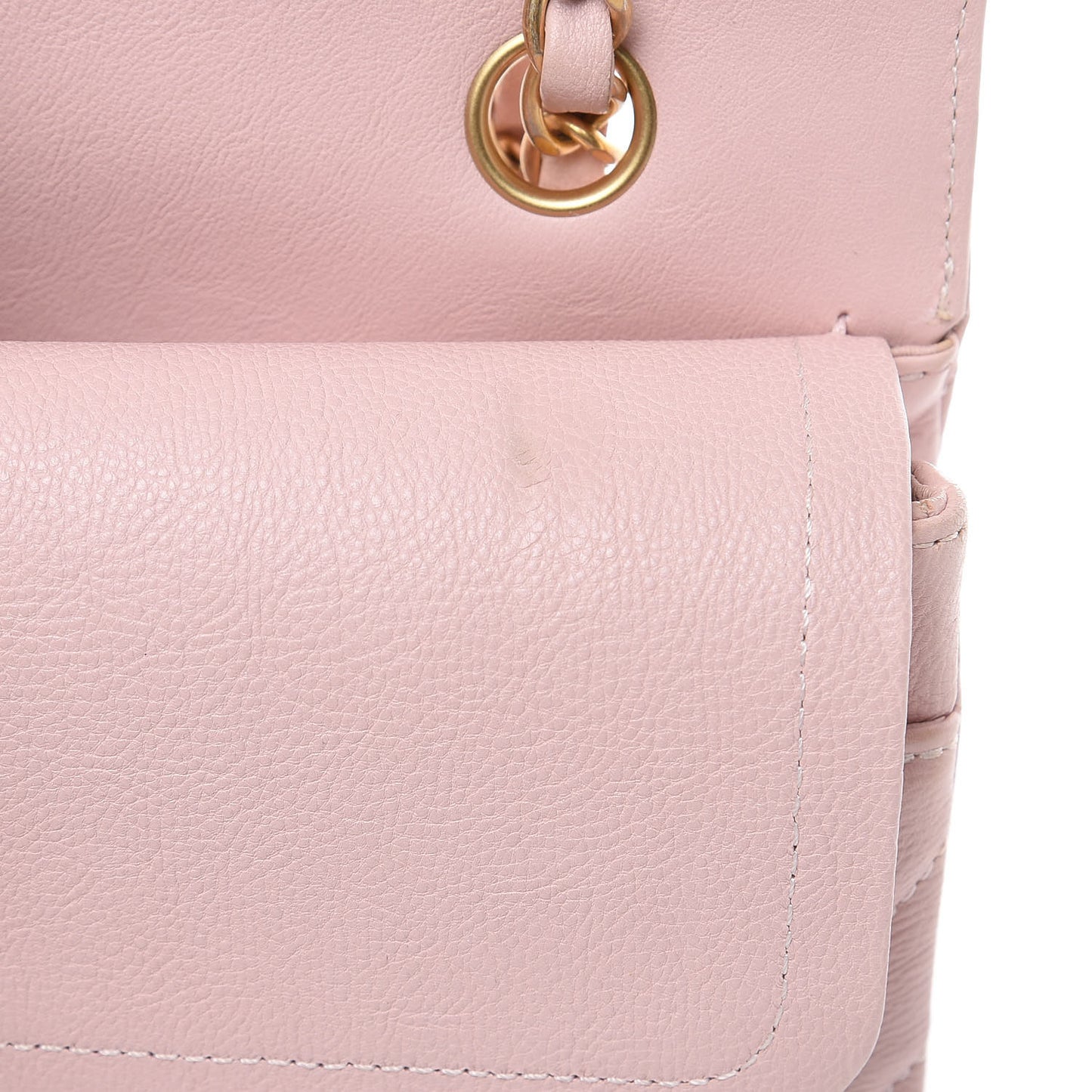Calfskin Chevron Quilted Medium Double Flap Light Pink
