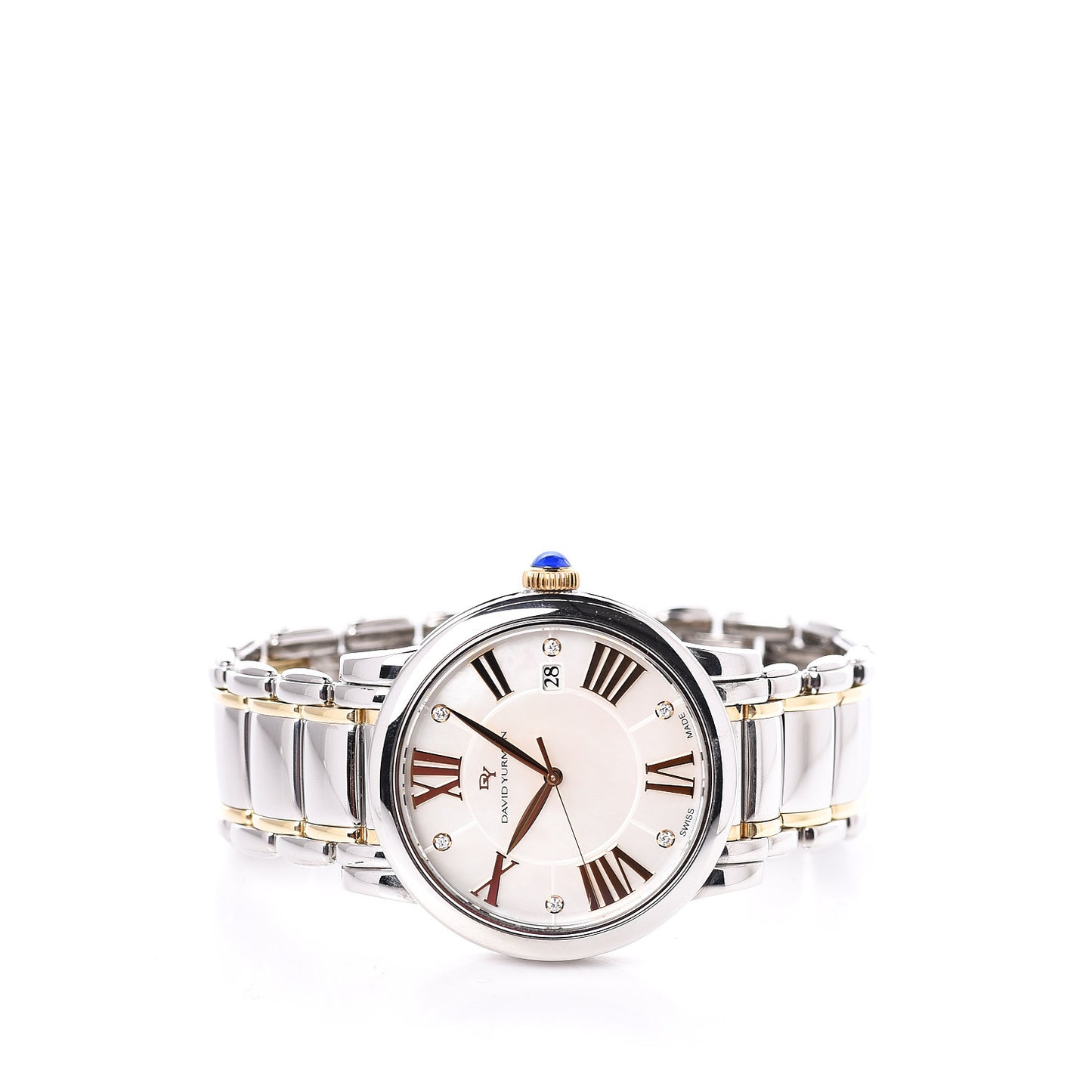 Stainless Steel 18K Yellow Gold Diamond Mother of Pearl 30mm Classic Quartz Watch