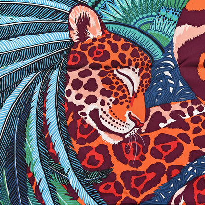 Hermes Silk Jaguar Quetzal Scarf 90 Turquoise Orange Vert 5 of 6