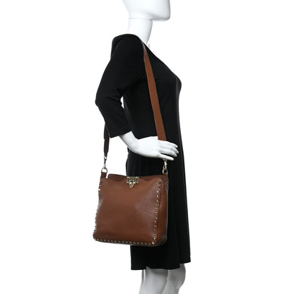 Valentino Garavani Pebbled Calfskin Small Rockstud Flip-Lock Messenger Bag Bright Cognac 2 of 13