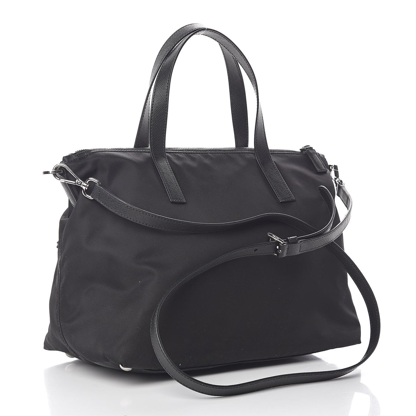 Nylon Tessuto Saffiano Robot Tote Bag Black Petal