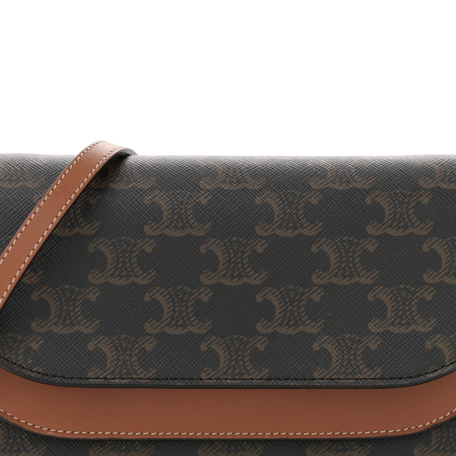 Celine Triomphe Canvas Lambskin Wallet On Strap Tan 7 of 12